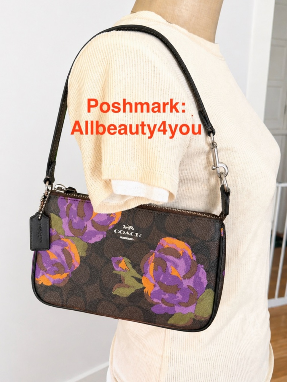 NWT - COACH Nolita 19 In Signature Canvas With Rose Print